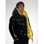New unisex shiny nylon padded winter jacket wet look puffa reversible down jacket size M-3XL